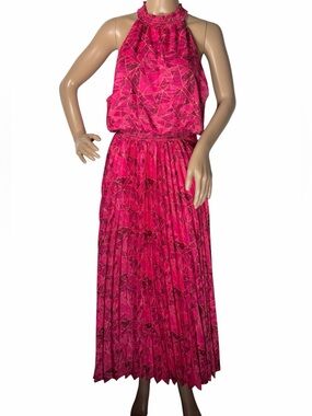 Willa Story NWT Geometric Triangle Print Pleated Sleeveless Maxi Dress SZ Large